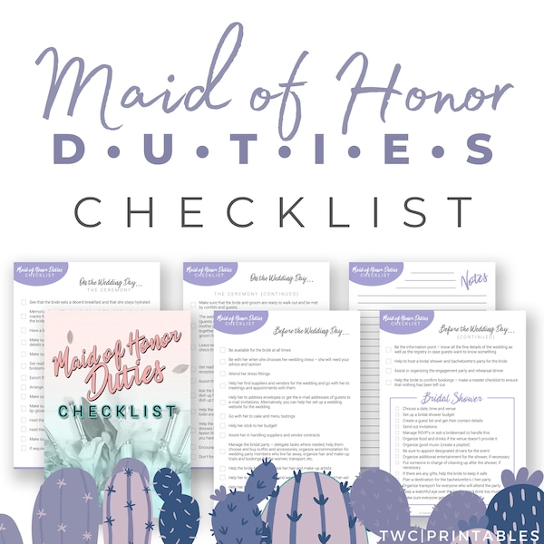 Maid of Honor Duties Checklist, maid of honor planner, maid of honor wedding planner, maid of honor gift, maid of honor proposal, moh