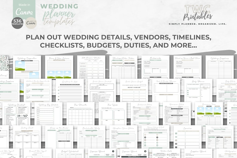 Wedding Template Bundle, Wedding Planner Template Canva, Wedding Planner Printable, Wedding Templates Canva, Event Planner, Wedding Binder image 3