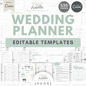 Wedding Template Bundle, Wedding Planner Template Canva, Wedding Planner Printable, Wedding Templates Canva, Event Planner, Wedding Binder image 1