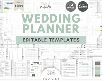 Wedding Template Bundle, Wedding Planner Template Canva, Wedding Planner Printable, Wedding Templates Canva, Event Planner, Wedding Binder