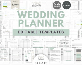 Canva-sjablonen voor bruiloftplanner | 536 pagina's | Bruidsorganisator //SAGE