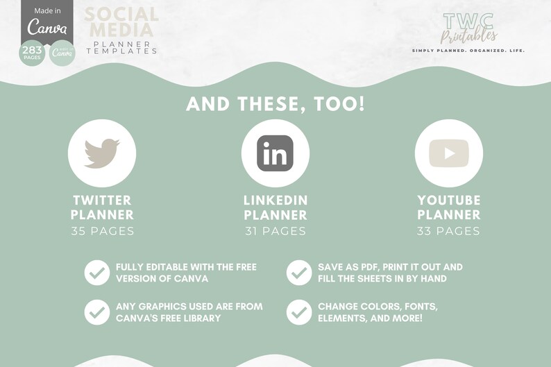 SAGE Social Media Planner Canva Templates 283 Pages (digital Download