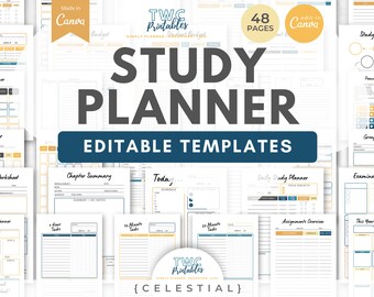 CELESTIAL Study Planner Canva Templates, Editable Student Organizer (Digital Download)