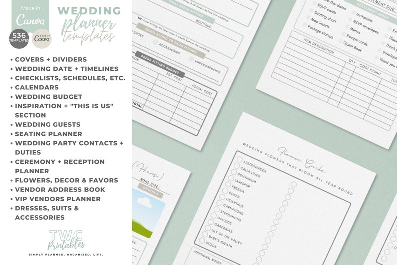 Wedding Template Bundle, Wedding Planner Template Canva, Wedding Planner Printable, Wedding Templates Canva, Event Planner, Wedding Binder image 6