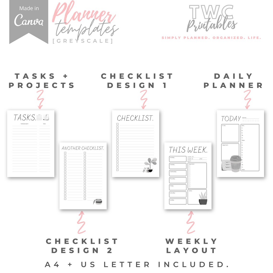 Planner templates for canva 10 pages editable planner etsy