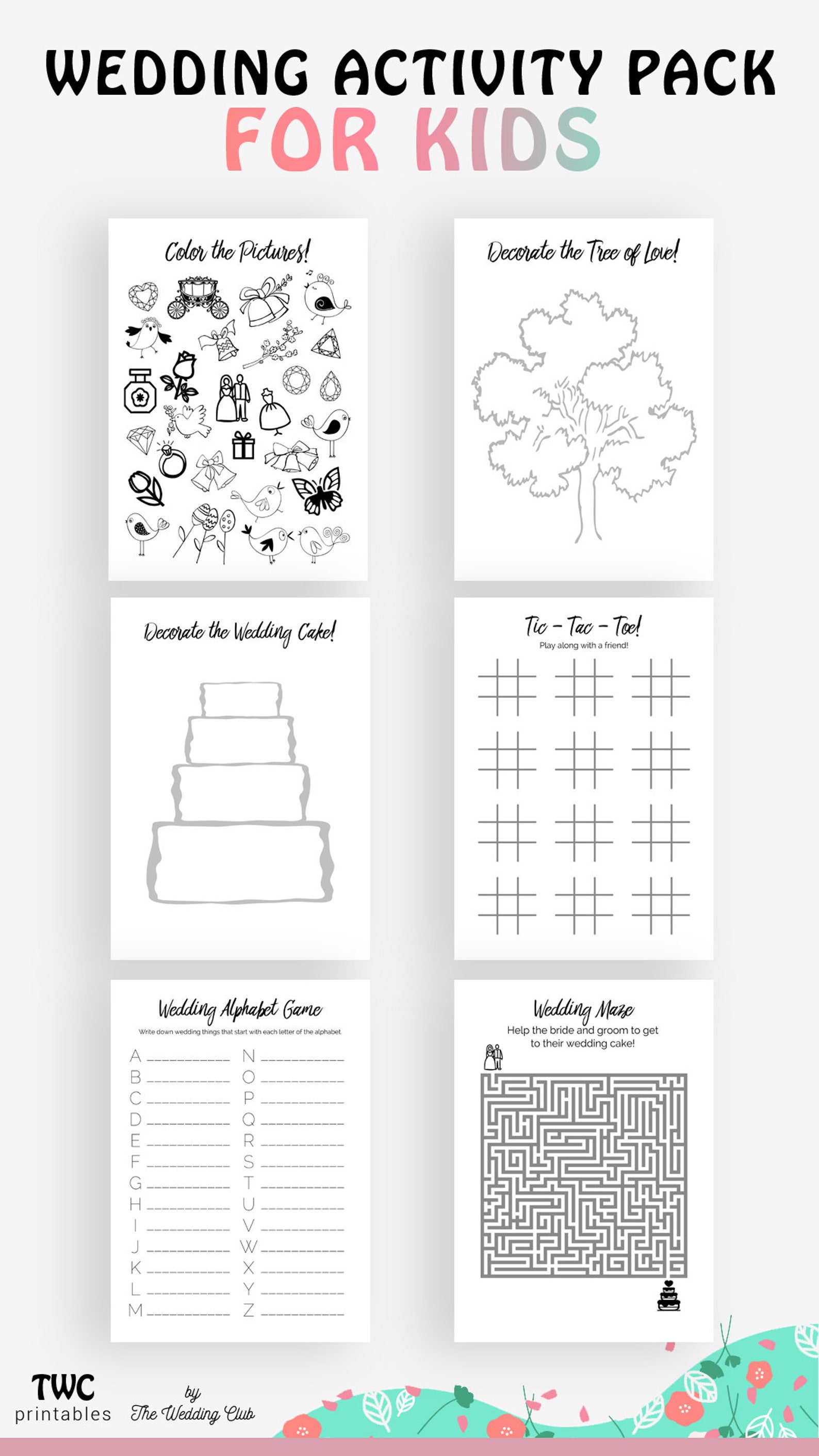 Kids Wedding Activities Printable Pack Activity Book Wedding | Etsy UK