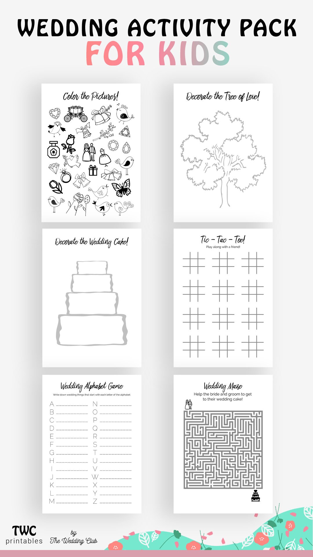 Kids Wedding Activities Printable Pack Activity Book Wedding - Etsy UK