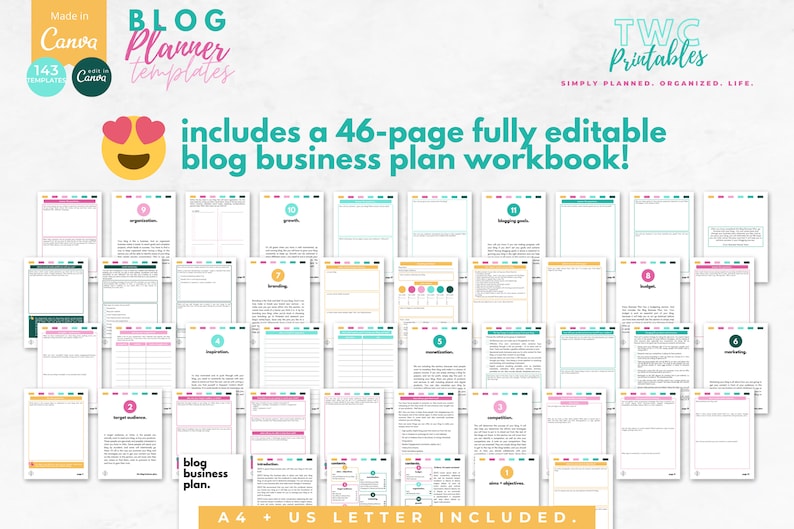 These Blog Planner Canva Templates will help you manage your blog like a pro! Use these Blogging Planner Templates to create a Blog Content Calendar. Learn Blogging How To by using this planner along with other blogging research.