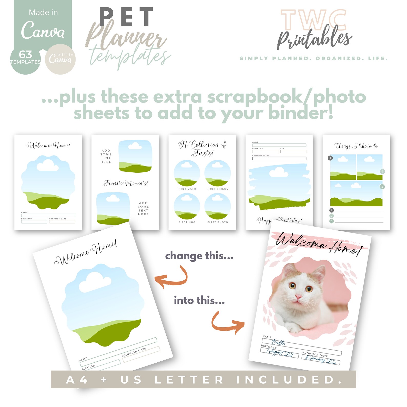 Pet Care Planner Binder Templates Canva 100% Editable - Etsy