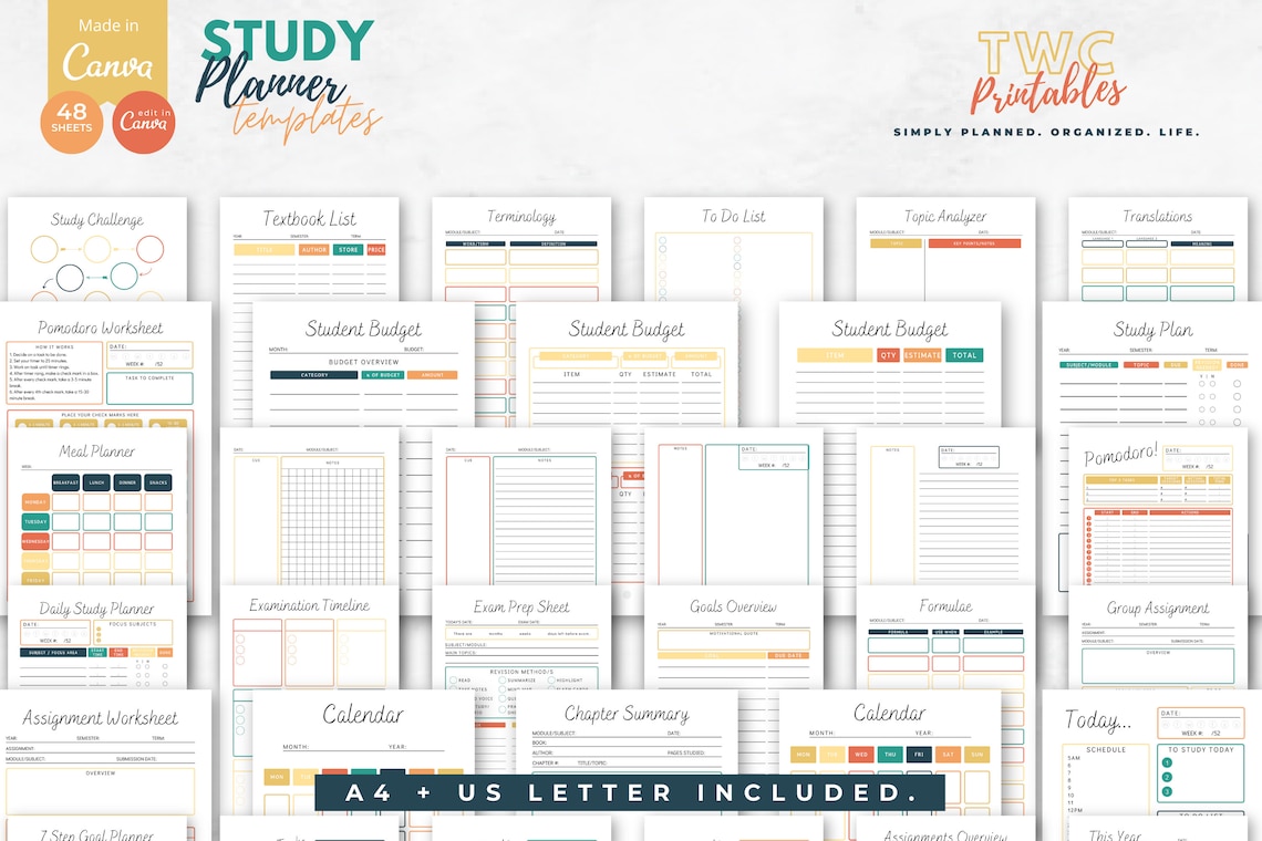 Study Planner, Study Guide Template, Student Planner Digital Canva ...