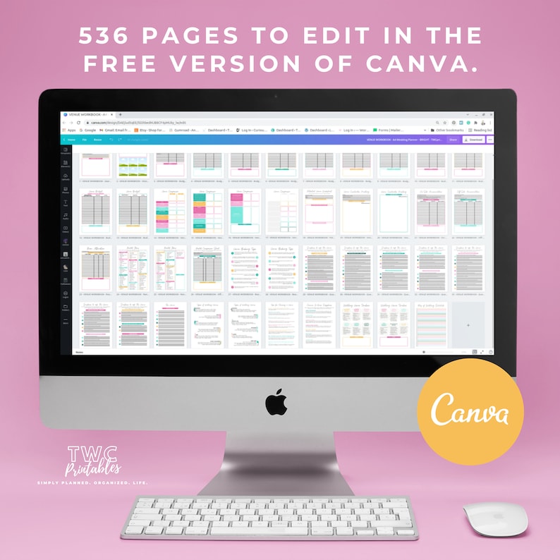The editable wedding planner templates for Canva will help you to build your wedding planner binder. The complete wedding binder template for Canva contains everything you need to plan your dream wedding. Create your wedding planner and organizer.