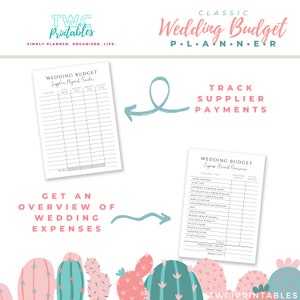 Wedding Budget Planner and Tracker updated version wedding budget planner, wedding planning printable, wedding budget template printable image 2
