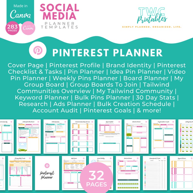 Social Media Planner Canva Templates Social Media Content Etsy