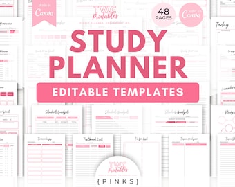 Modèles d'agenda d'étude PINKS, outils pour l'organisation des étudiants (48 pages) (A4 et lettre US)