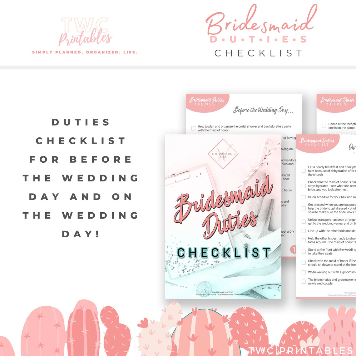 Bridesmaid Duties Checklist, Bridesmaid Printable, Bridesmaid Planner ...