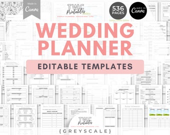 Canva template wedding planner, wedding planner binder, wedding planner printable, event planner, wedding template, canva planner template