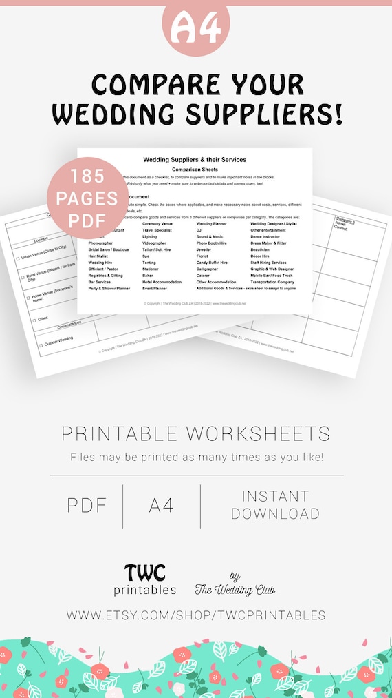 Wedding Venue Comparison Chart Template