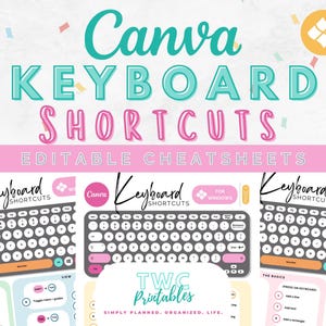 Canva Keyboard Shortcuts, Editable Canva Shortcut Buttons, Printable Canva Shortcut Keyboard, Use with Canva Pro and free, Canva templates