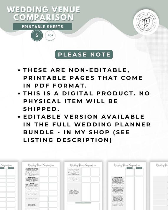 Printable Wedding Venue Comparison Chart Wedding Venue Comparison