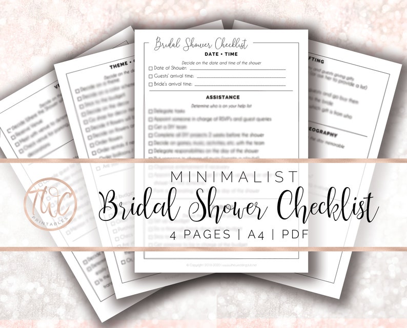 Bridal Shower Checklist Minimalist Printable Image 0