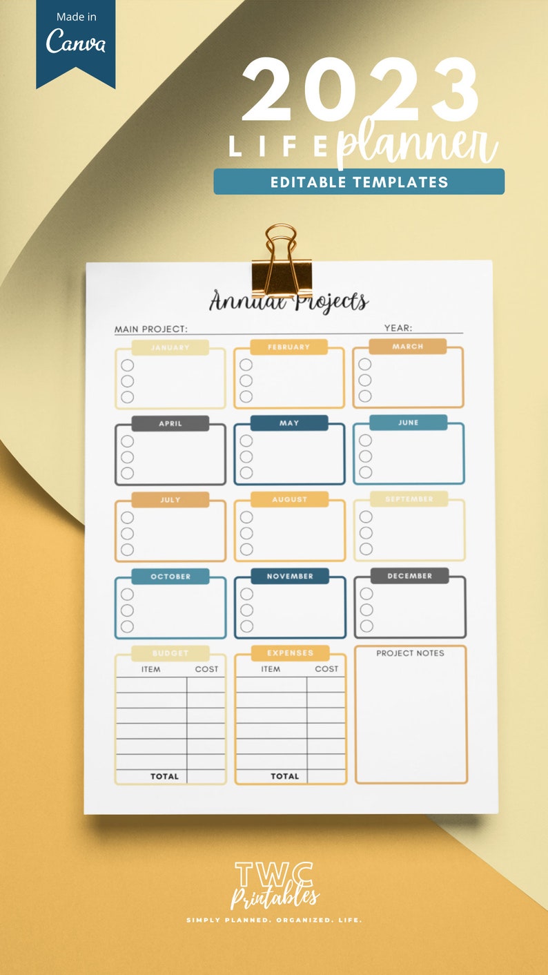 Canva Template Planner 2023 Editable Calendar Printable 2023 Etsy Norway