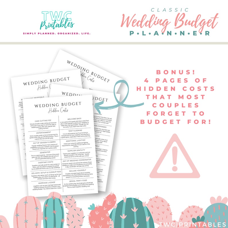 Wedding Budget Planner and Tracker updated version wedding budget planner, wedding planning printable, wedding budget template printable image 5