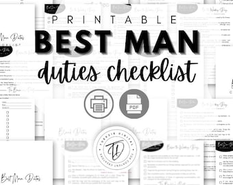 Best Man Duties Checklist: Wedding Planner Printable (A4/US Letter) (PDF Download)