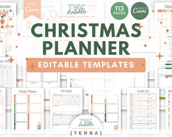 Holiday Planner, Canva Planner Template, Christmas Planner Template, Holiday Planner Bundle, Advent Calendar, Christmas Checklist, Canva