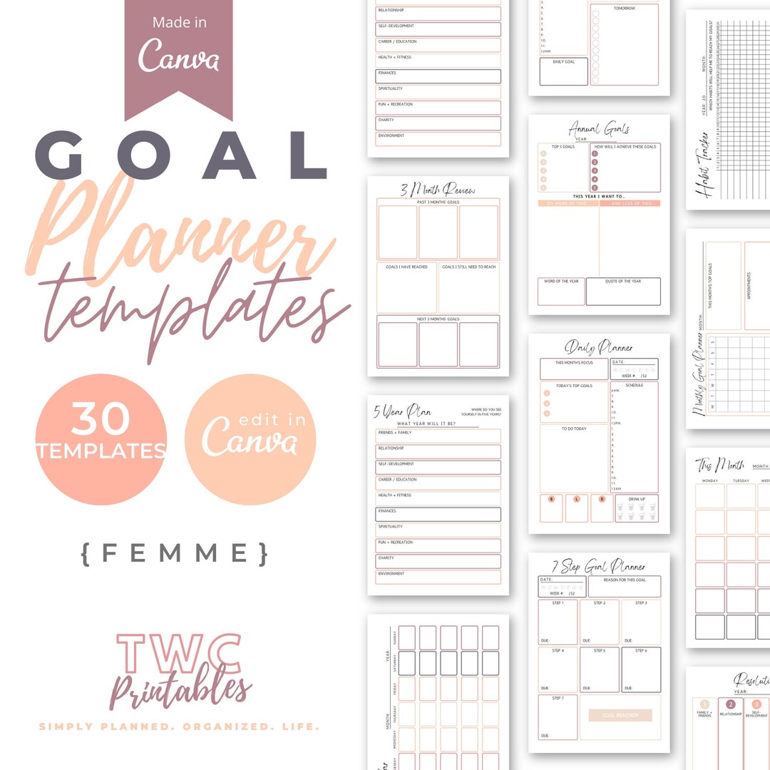 Goal Setting Planner Template Weekly Goal Planner Printable - Etsy