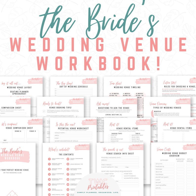Bride's Wedding Venue Planner Workbook / Wedding Planner Printable ...