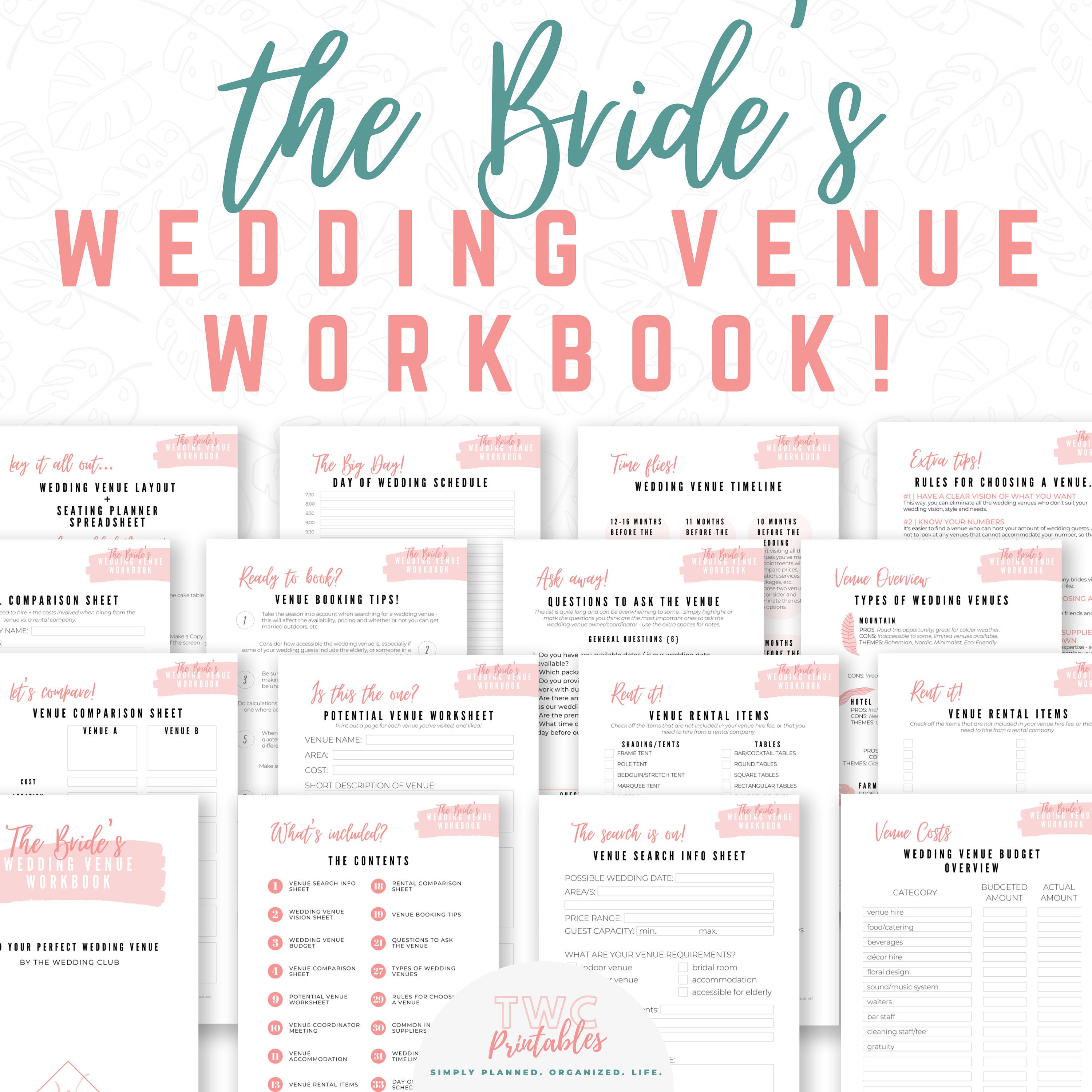 Bride's Wedding Venue Planner Workbook / Wedding Planner Printable Bride's Wedding Venue Planner Workbook / Wedding Planner Printable