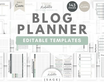 Blog Planner Template for Canva, Blog Post Planner Template, Editable Blog Planner Printable, Blog Content Planner, Canva Planner Template