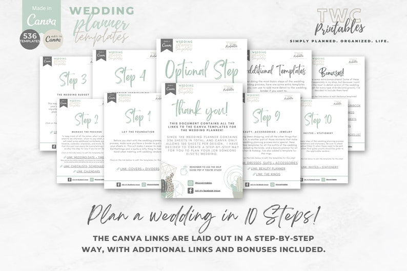 Wedding Template Bundle, Wedding Planner Template Canva, Wedding Planner Printable, Wedding Templates Canva, Event Planner, Wedding Binder image 5