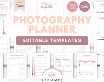 FEMME Photography Planner Canva Templates: Business Management, Workflows, Client Tracker & more! (A4/US Letter)