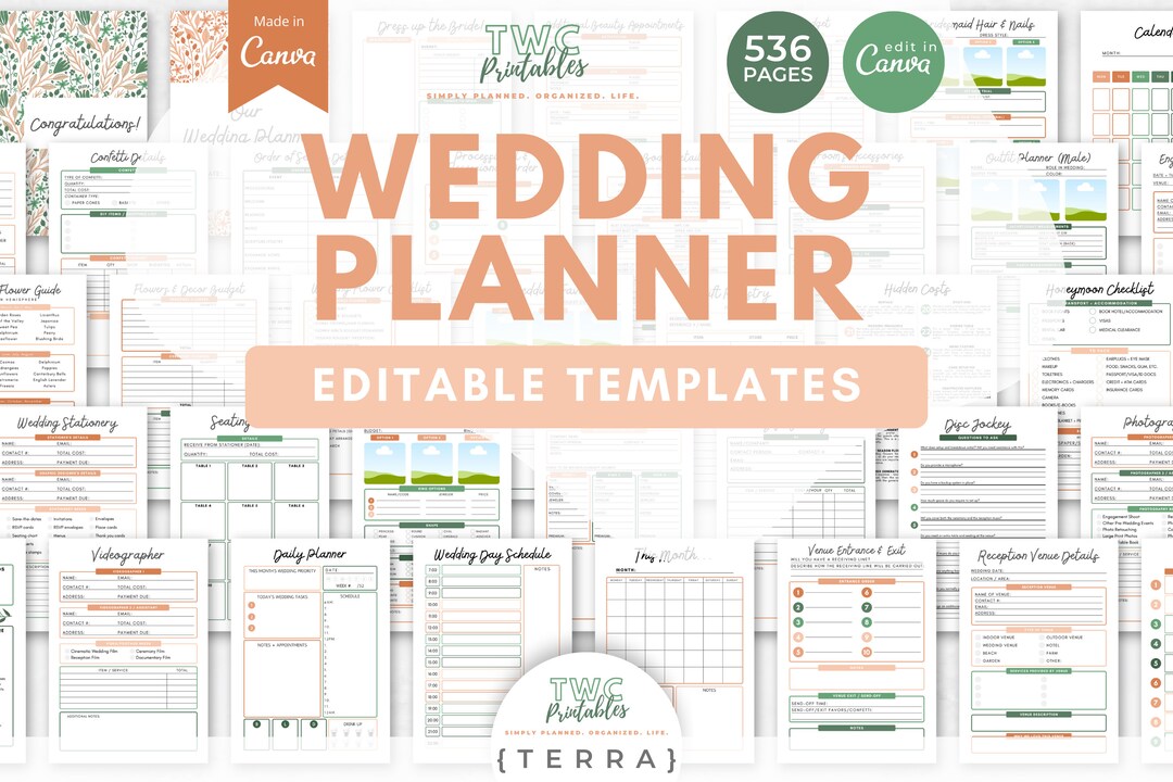 Editable Wedding Planner Printable Wedding Planner (Download Now) - Etsy