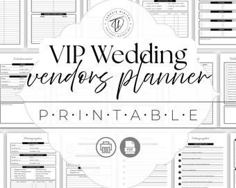 Wedding Vendor Planer Printable: VIP-Kontakte, Hochzeitsplanung (PDF Download A4/US Letter Size)