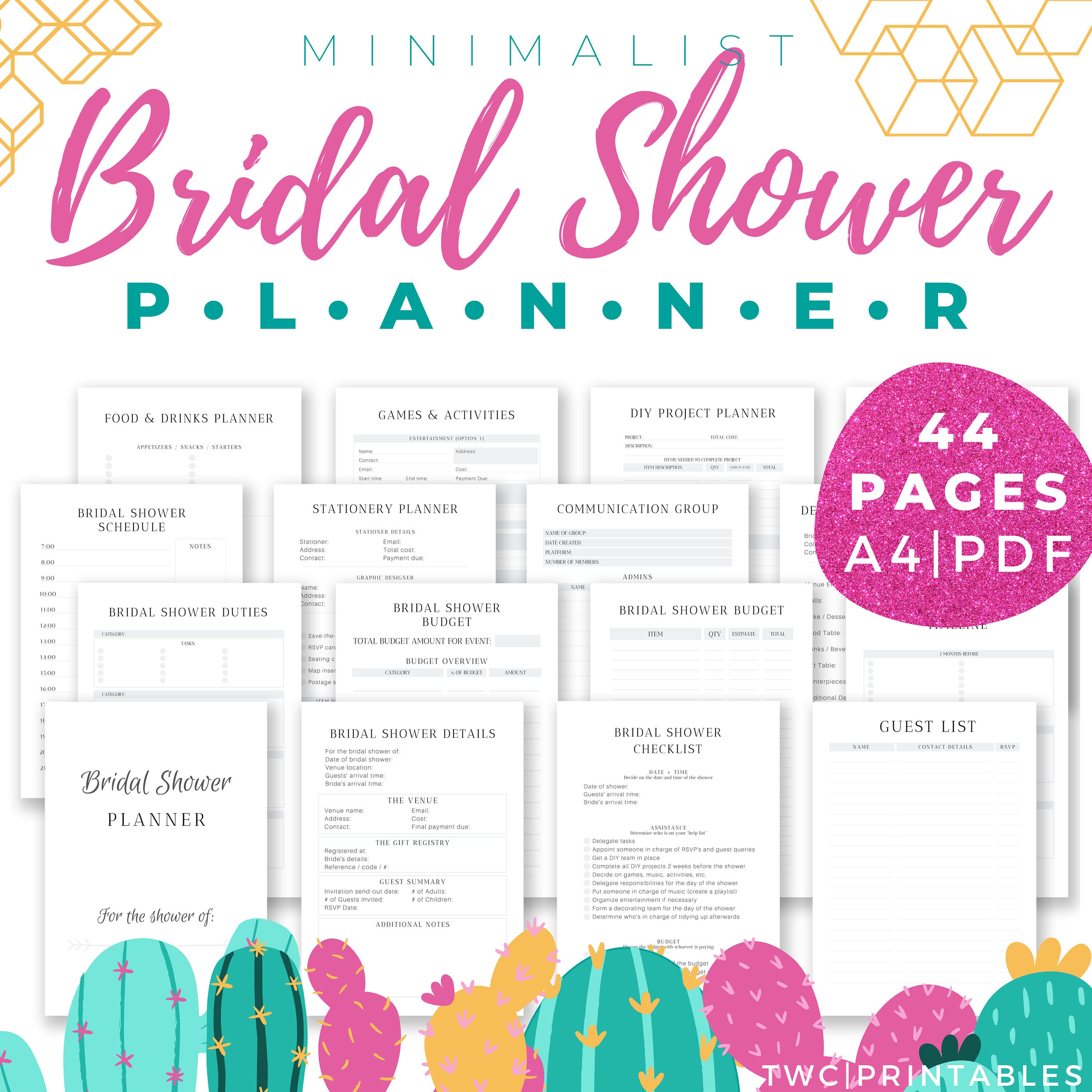 Bridal Shower Planner Minimalist bridal shower printables | Etsy