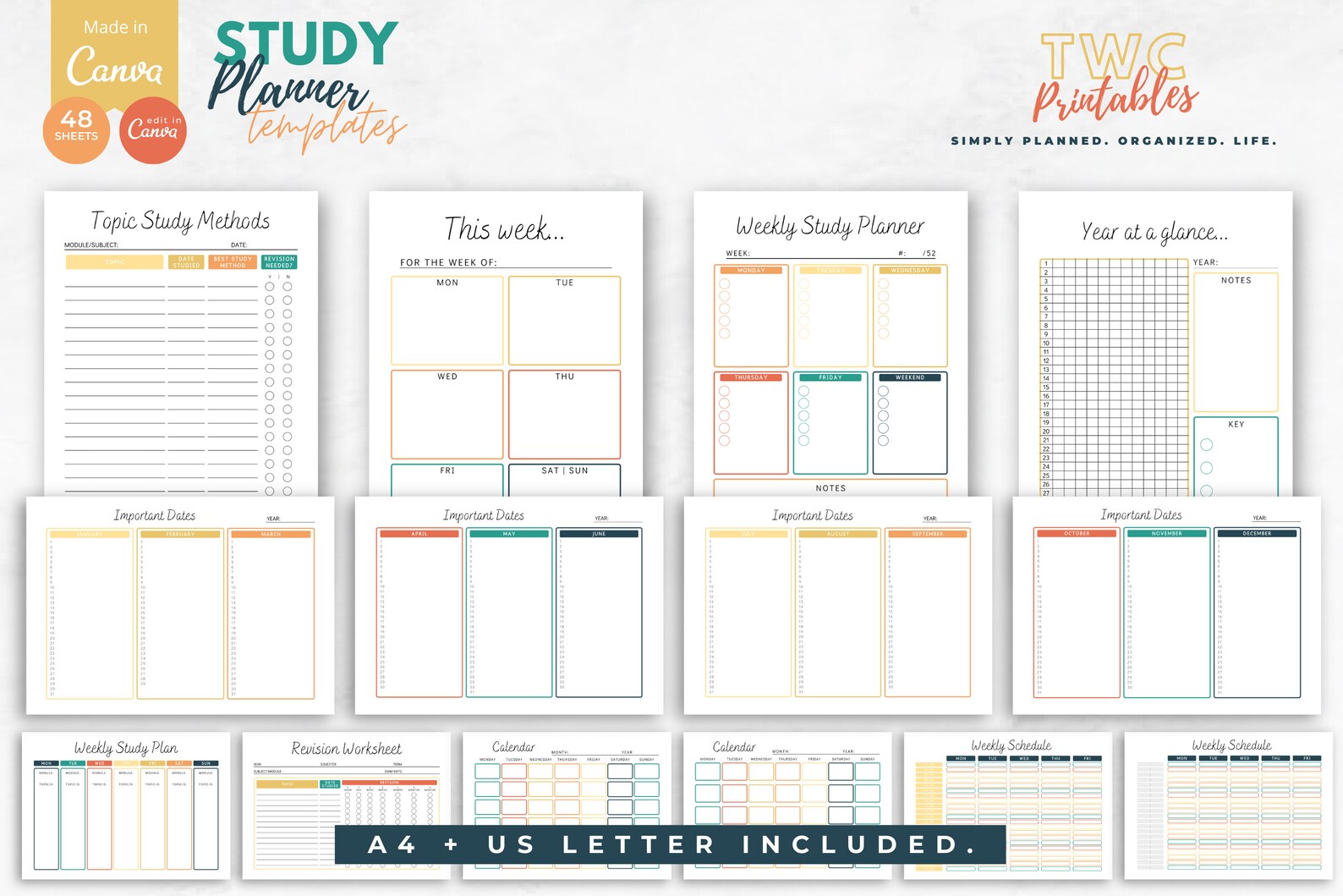 Study Planner, Study Guide Template, Student Planner Digital Canva ...