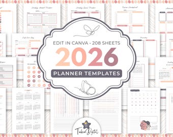 2026 Planner Canva Templates (A4/A5/A6/US Letter) Digital Download | FEMME