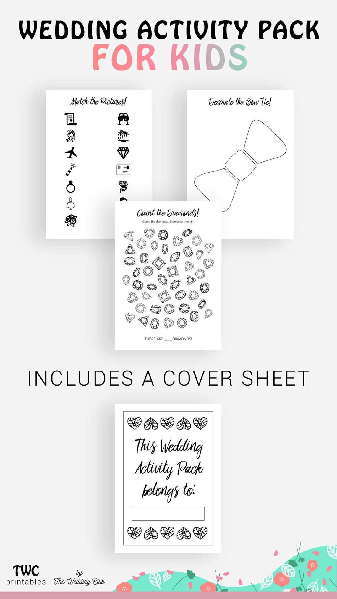 Kids Wedding Activities Printable Pack Activity Book Wedding - Etsy