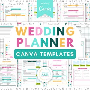 BRIGHT Wedding Planner Canva Templates: 536-Page Bridal Organizer (A4 & US Letter)