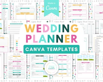 Wedding Planner Canva Templates: 536-Page Bridal Organizer (A4 & US Letter) //BRIGHT
