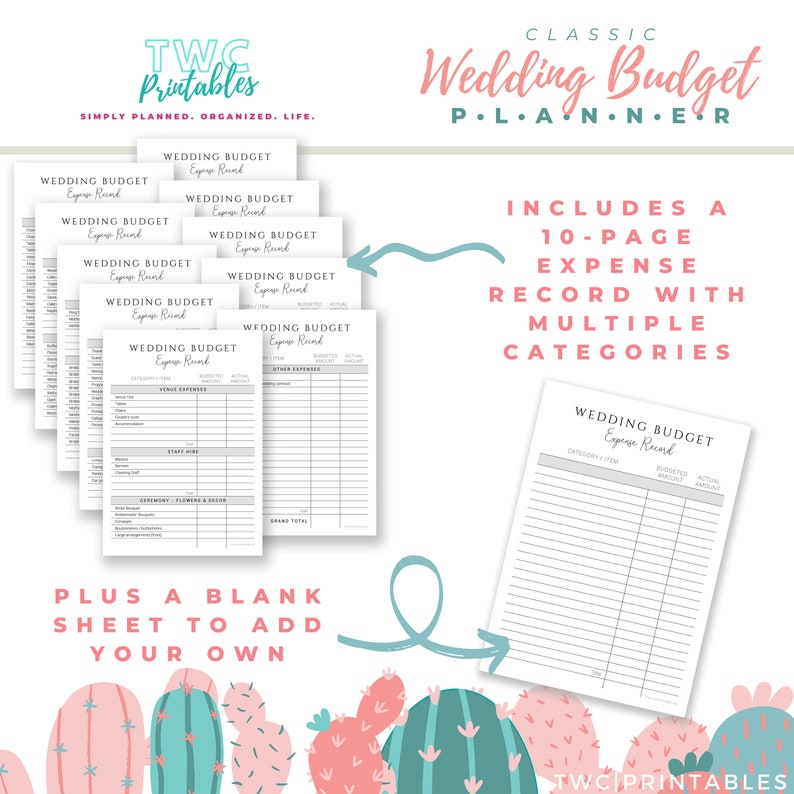Wedding Budget Planner and Tracker updated version wedding budget planner, wedding planning printable, wedding budget template printable image 4