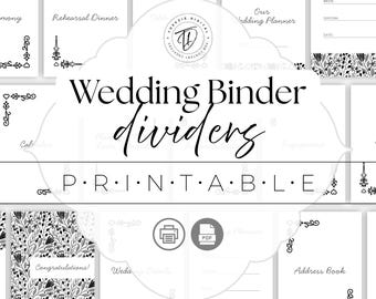 Ausdruckbare Hochzeitsmappe, Hochzeitsplaner, Organizer (PDF Download A4/US Letter Größen)