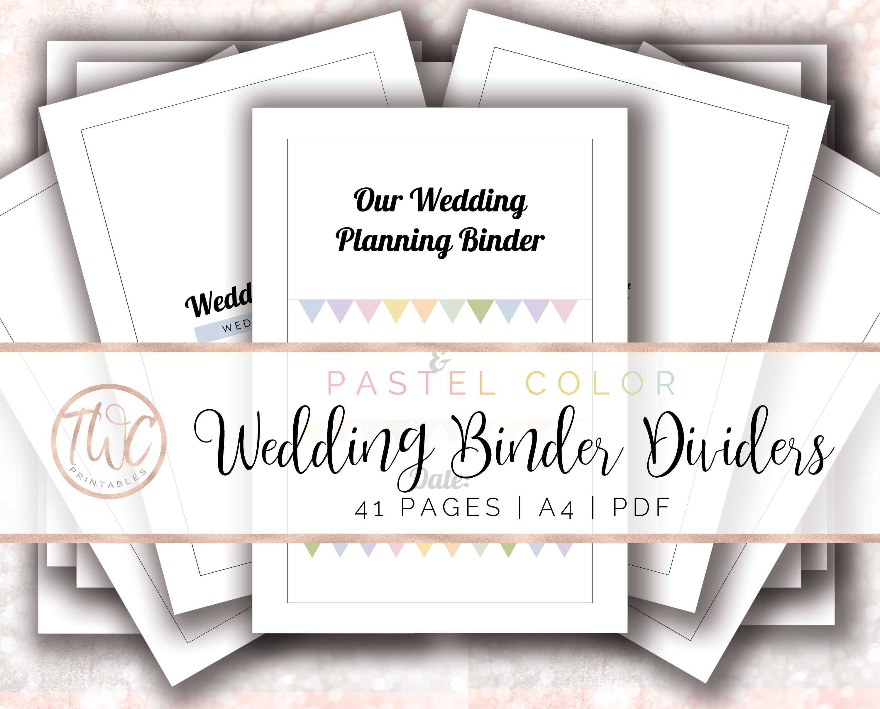 wedding binder dividers printable 41 pages wedding planning etsy wedding binder dividers