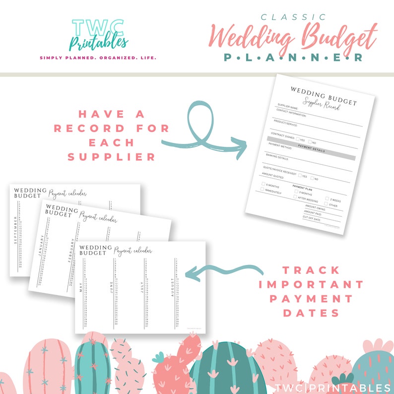 Wedding Budget Planner and Tracker updated version wedding budget planner, wedding planning printable, wedding budget template printable image 3