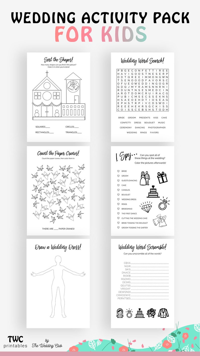Kids Wedding Activities Printable Pack Activity Book Wedding - Etsy UK
