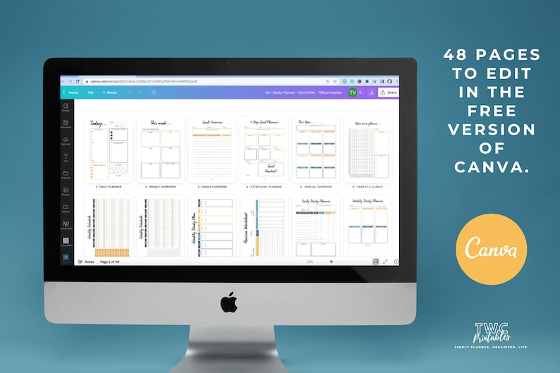 Study Planner Canva Templates, Editable Study Planner Printable ...