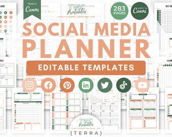 Social Media Templates for Canva, Social Media Kit Content Planner, Pinterest Facebook Instagram Planner, Social Media Calendar, Canva Kit