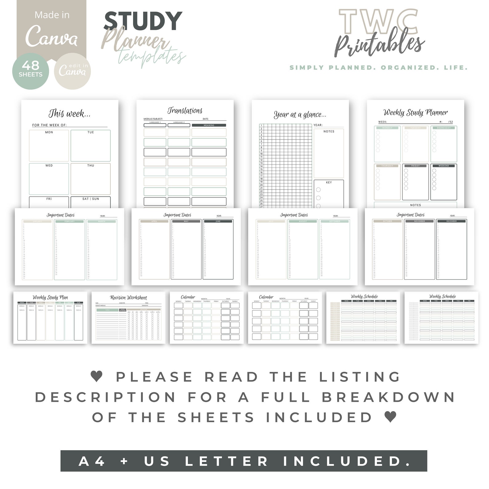 Study Planner Canva Printable Digital Template Exam Prep - Etsy Australia